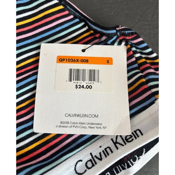 NWT Calvin Klein Rainbow Multicolor Striped Unlined Bralette, Size Small Bra - Picture 6 of 16